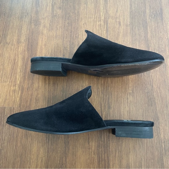 EILEEN FISHER Mules 6.5 Earth Dion Black Suede Leather Loafer Slide Slip On Shoe - Picture 2 of 10